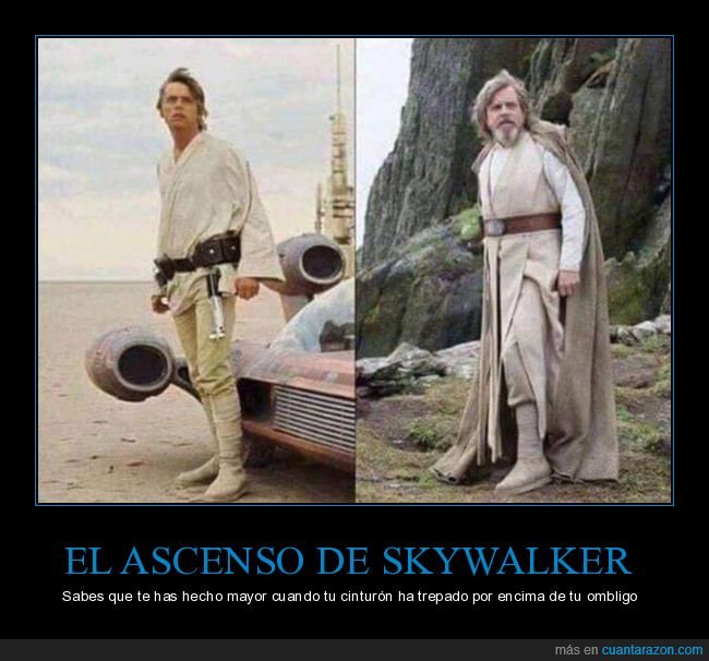 luke skywalker,cinturón,antes,ahora,viejo,star wars