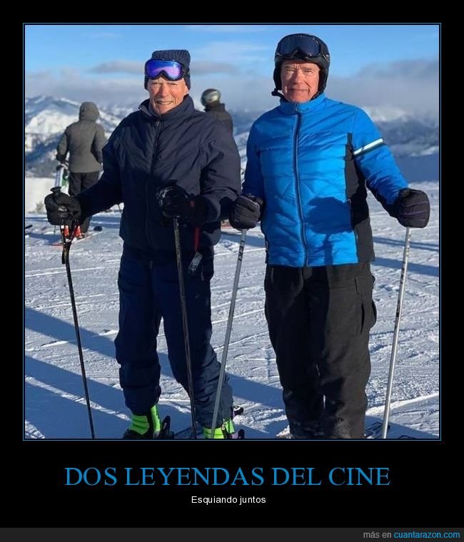 arnold schwarzenegger,clint eastwood,esquiando