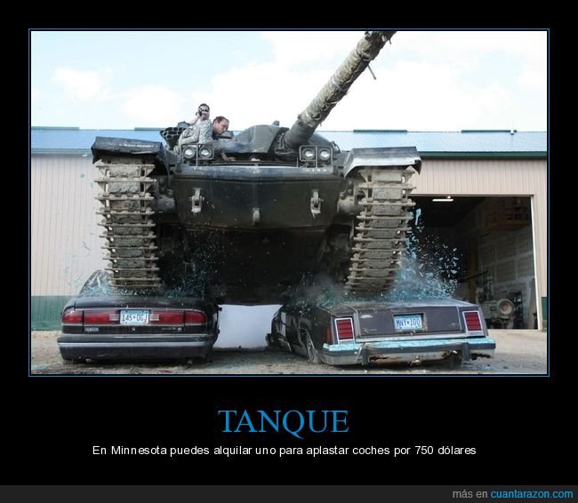 tanque,aplastar,coches