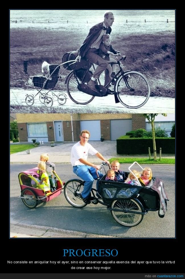padre,bicicleta,hijos,antes,ahora