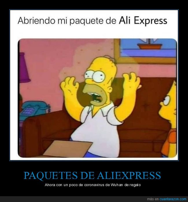 abriendo,paquete,aliexpress,homer,simpsons,virus,wuhan