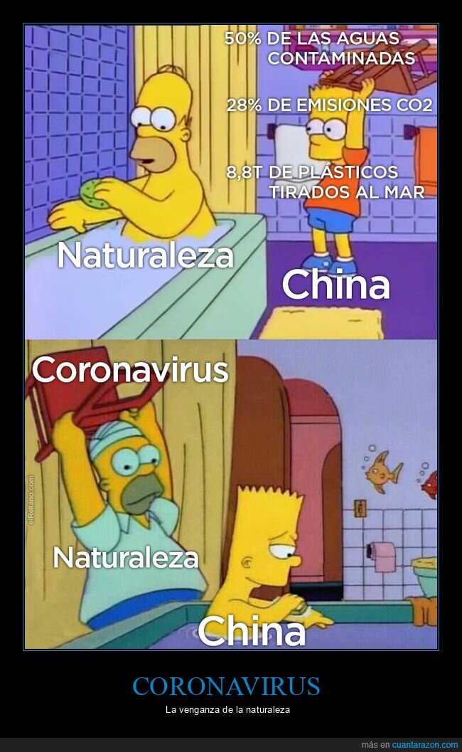 naturaleza,contaminación,china,coronavirus,homer,bart,silla,simpsons