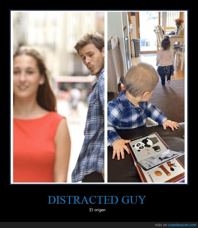distracted guy,niños,origen