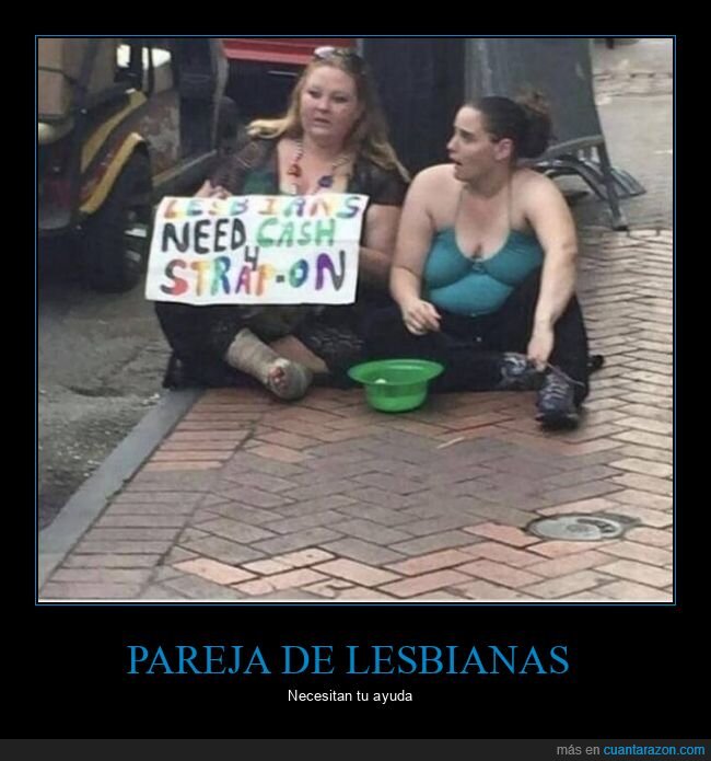 pareja,lesbianas,pidiendo,dinero