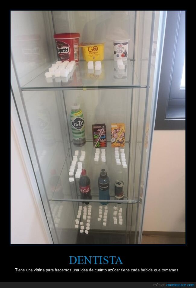 dentista,vitrina,azúcar,bebidas