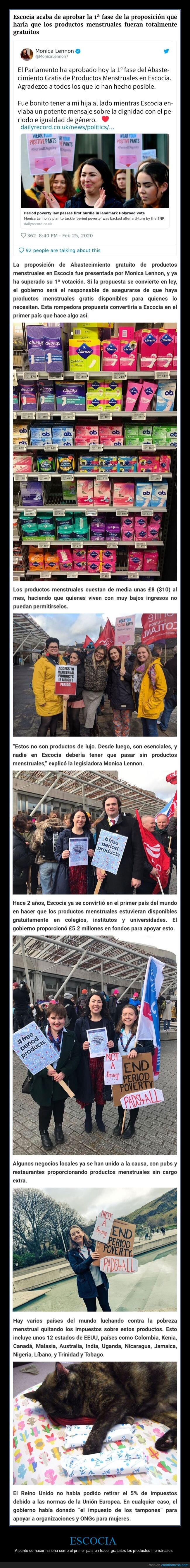 escocia,productos menstruales,gratis