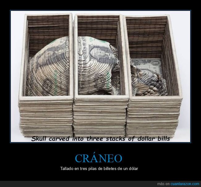 cráneo,tallado,billetes