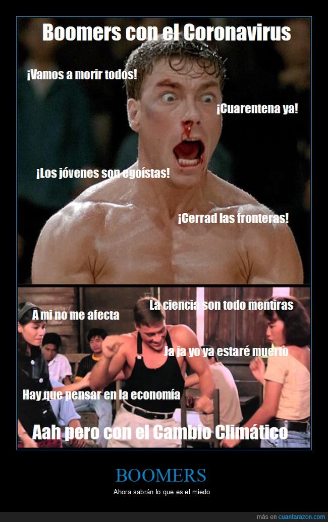 boomers,coronavirus,cambio climático,jean claude van damme