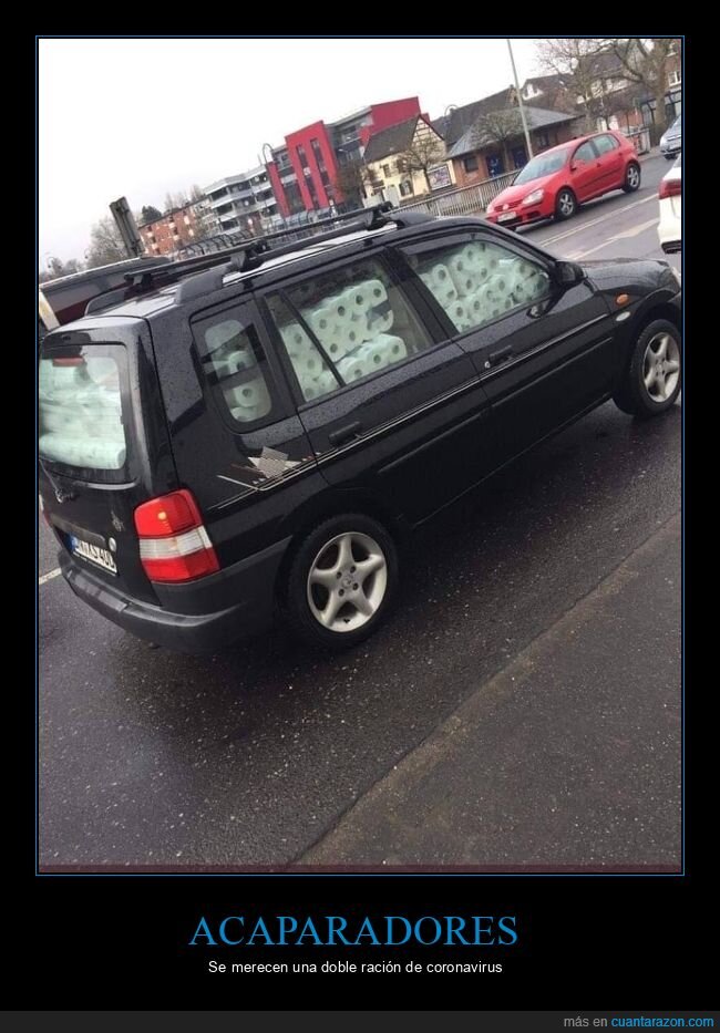 coche,papel higiénico,coronavirus