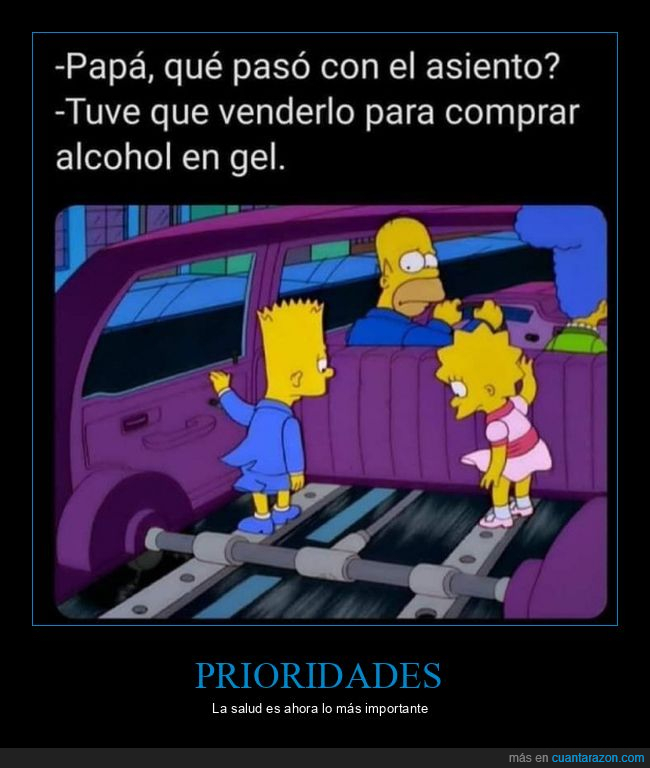 coche,asiento,alcohol en gel,simpsons,coronavirus