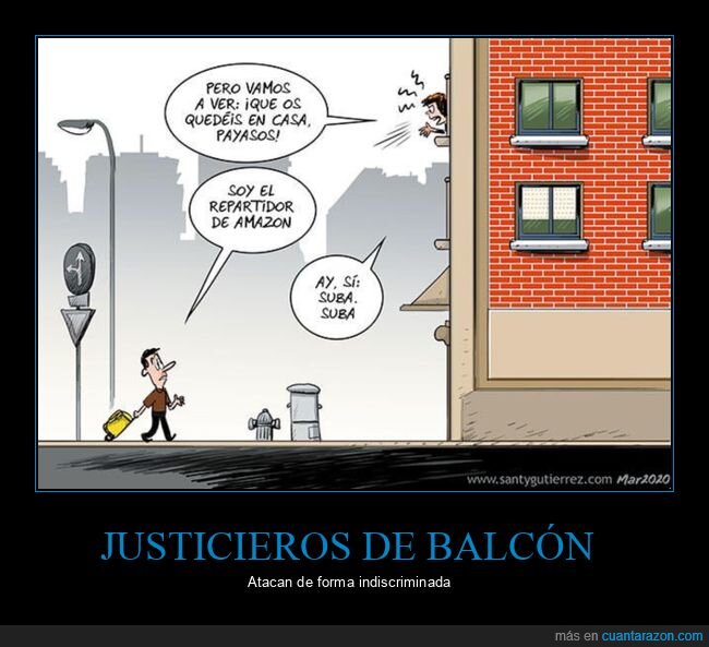 balcón,cuarentena,coronavirus,repartidor,amazon