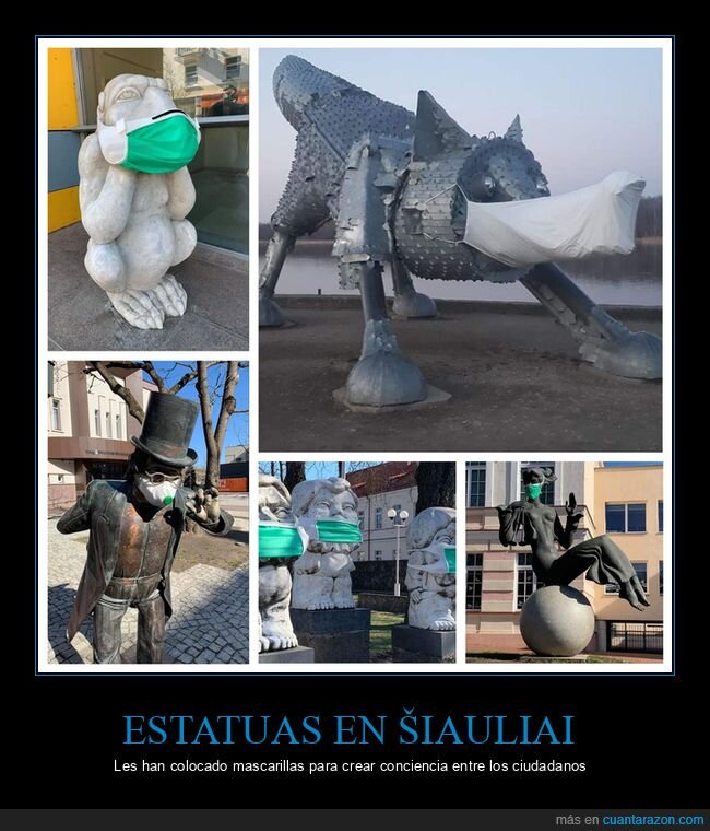 estatuas,mascarillas,coronavirus