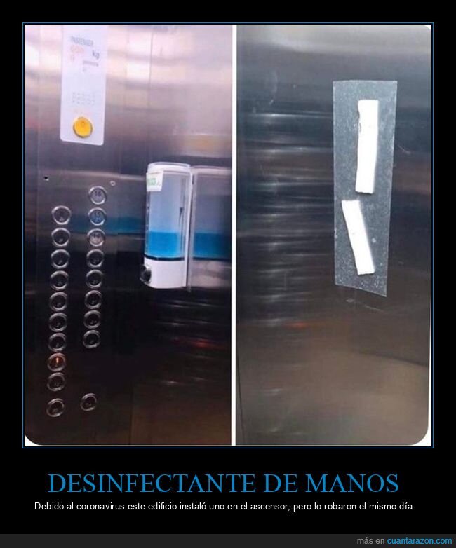 desinfectante,ascensor,robo,coronavirus