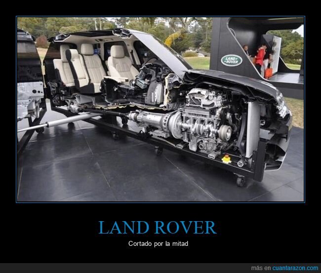 land rover,cortado,mitad
