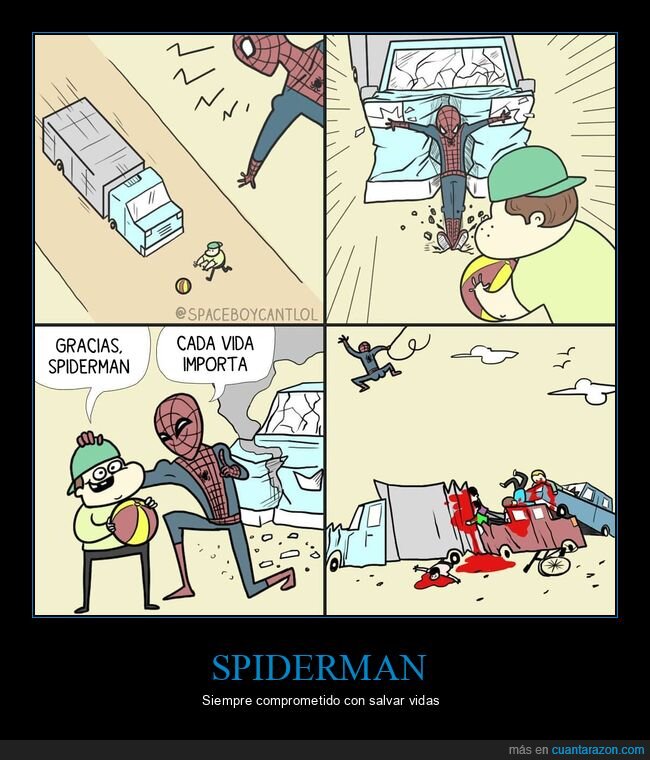 spiderman,salvar,niño,coches