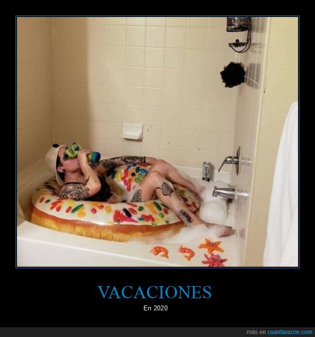vacaciones,bañera,flotador,cuarentena,coronavirus