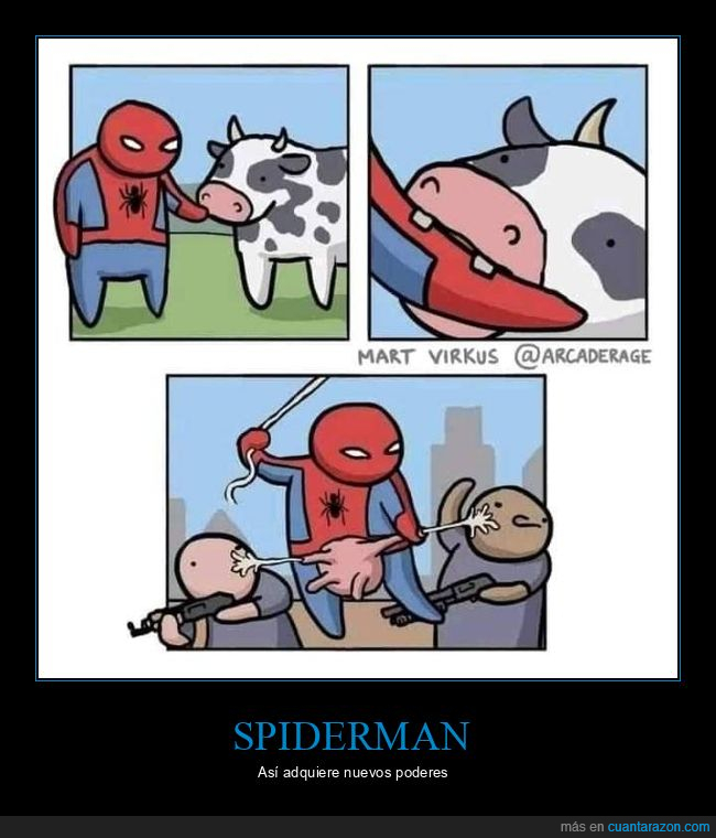 spiderman,vaca,mordedura,poderes