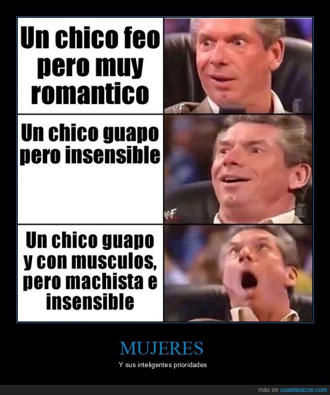 mujeres,feos,guapos,románticos,insensibles