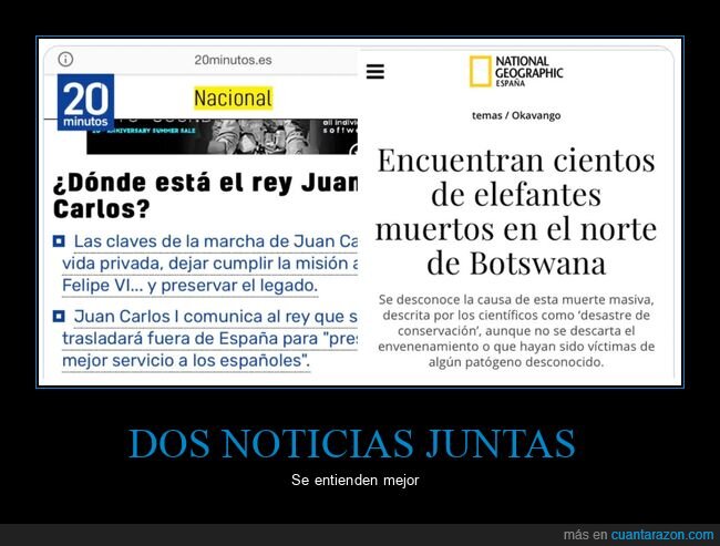 dos noticias,elefantes,huída,juan carlos i