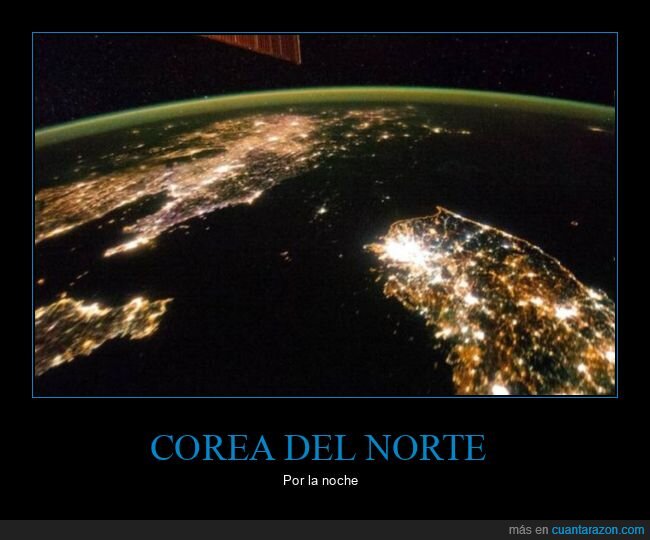 corea del norte,noche,espacio,luces