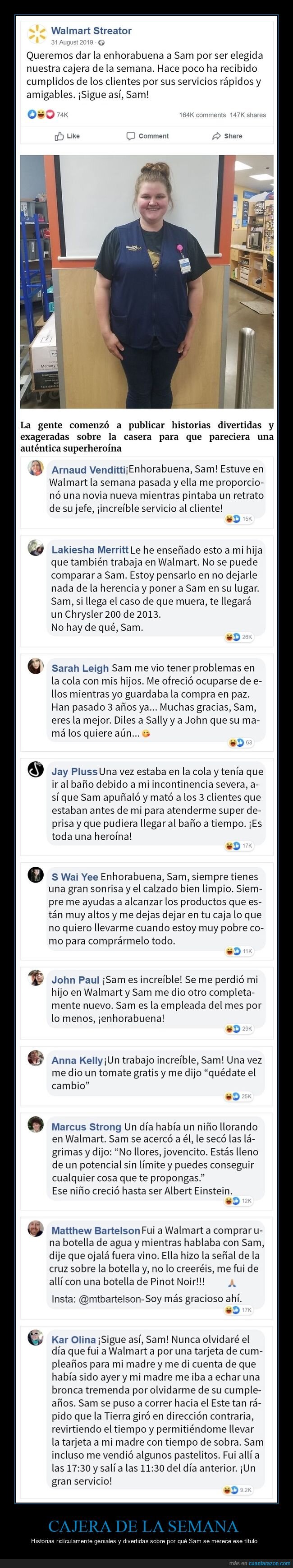 cajera de la semana,walmart,historias