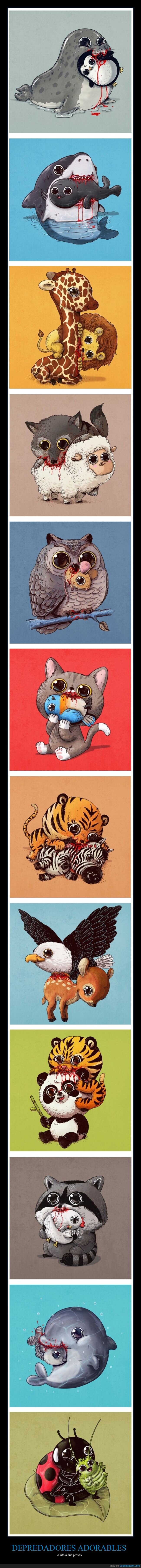 depredadores,adorables,presas,ilustraciones