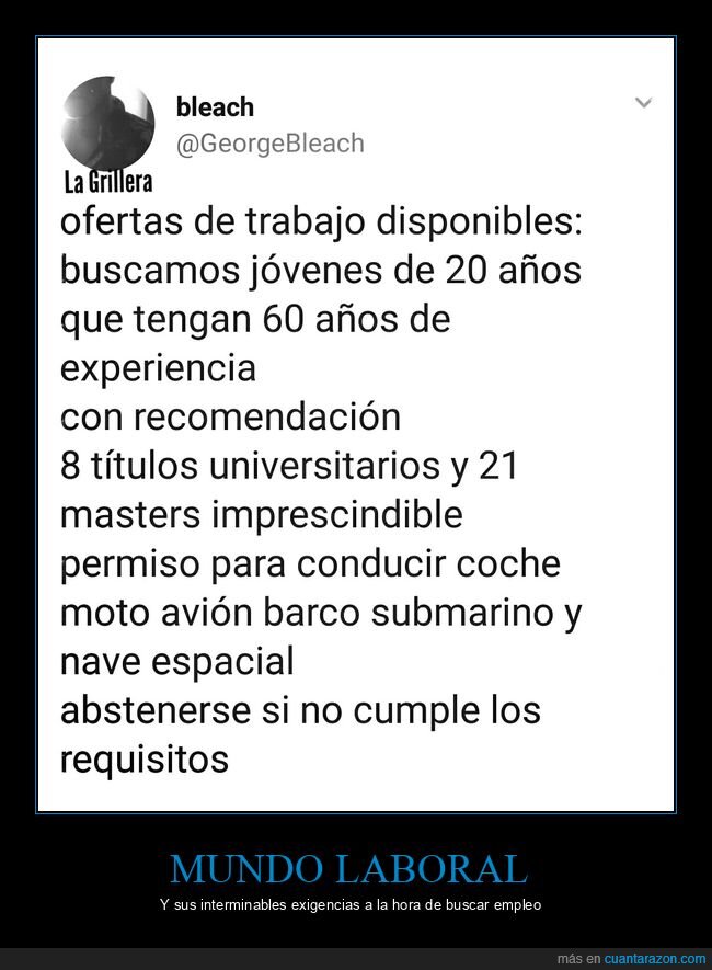 trabajo,experiencia,requisitos