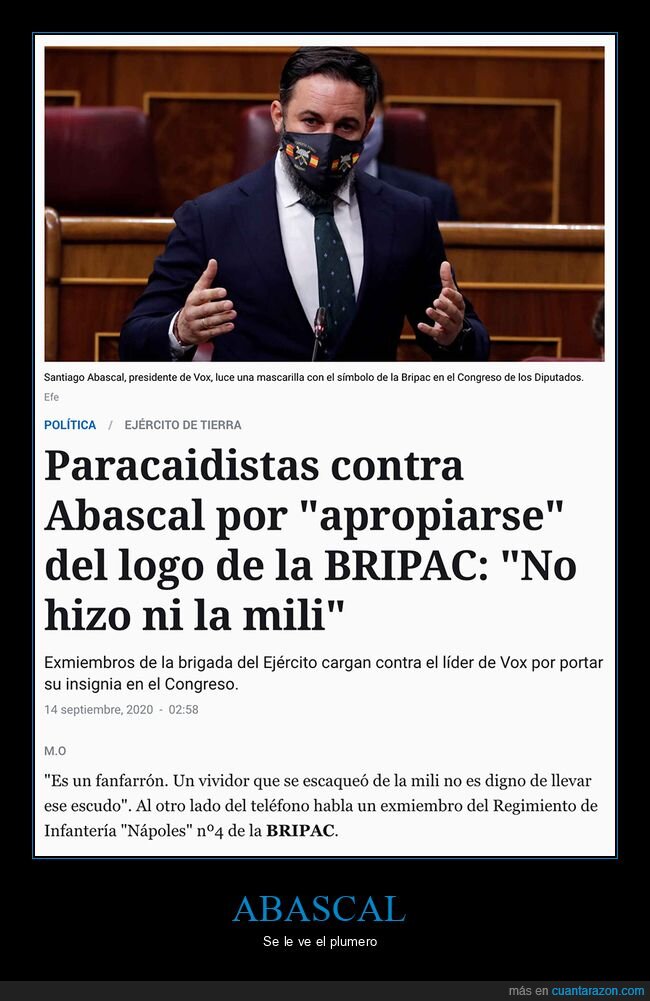 abascal,mascarilla,mili,paracaidistas