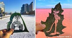 Enlace a Pequeñas grandes obras del artista que recorta hojas de árboles para sus creaciones