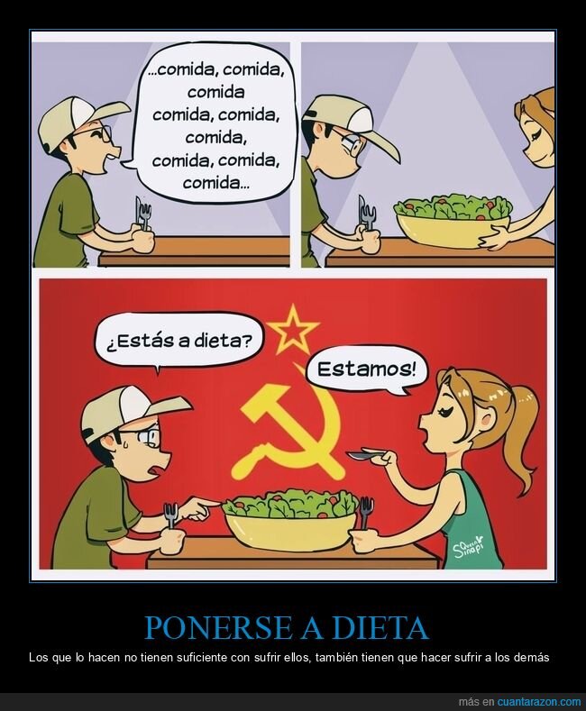 comer,comunismo,dieta,pareja