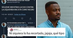 Enlace a Este falso votante negro de Trump en Twitter olvidó recortar la etiqueta de búsqueda de su foto de perfil, y la gente se ríe de él