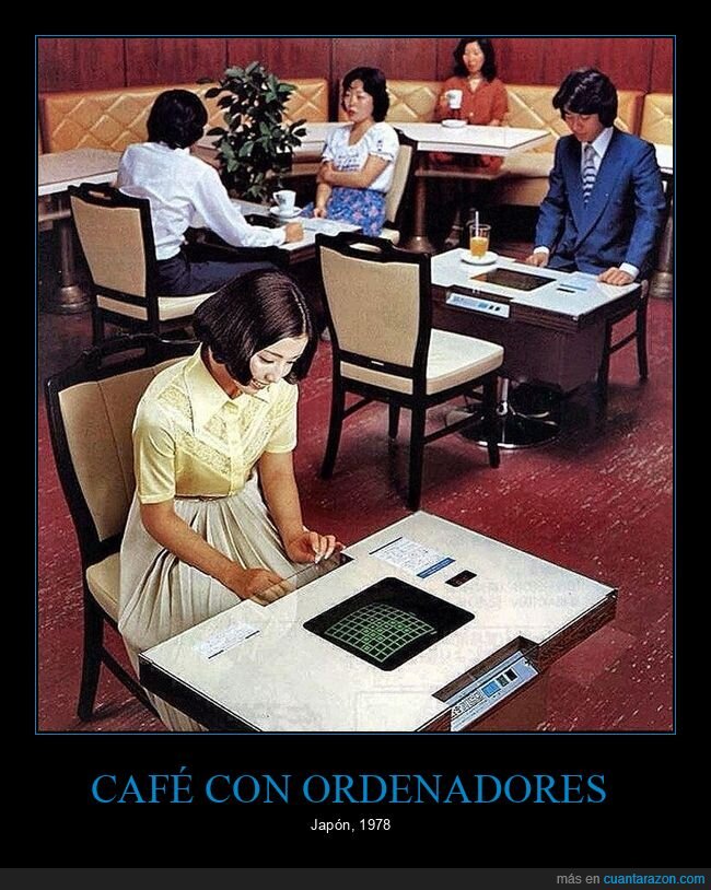 cafetería,ordenadores,japón,retro
