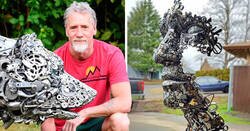 Enlace a Artista recolecta chatarra y la convierte en increíbles esculturas hechas de metal