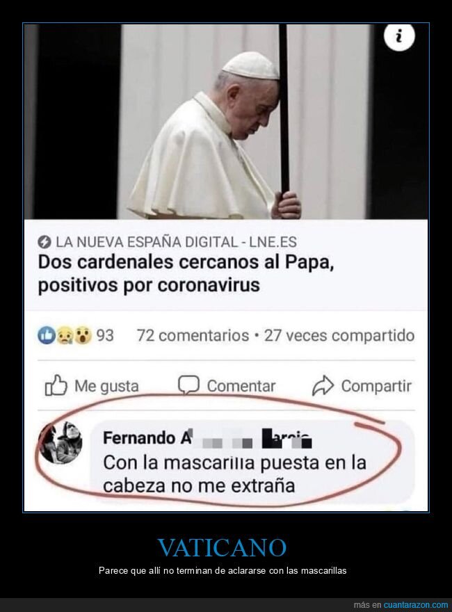 cardenales,comentarios,coronavirus,mascarilla,papa