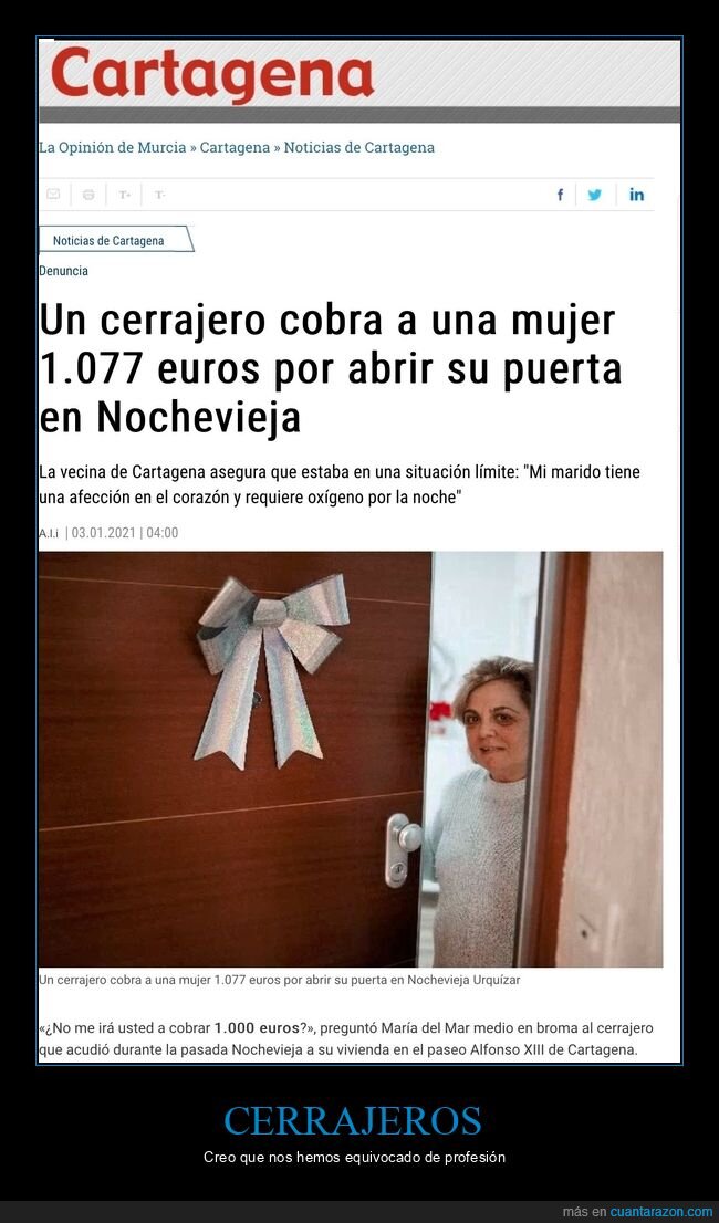 cerrajero,fin de año,factura,nochevieja,1077 euros