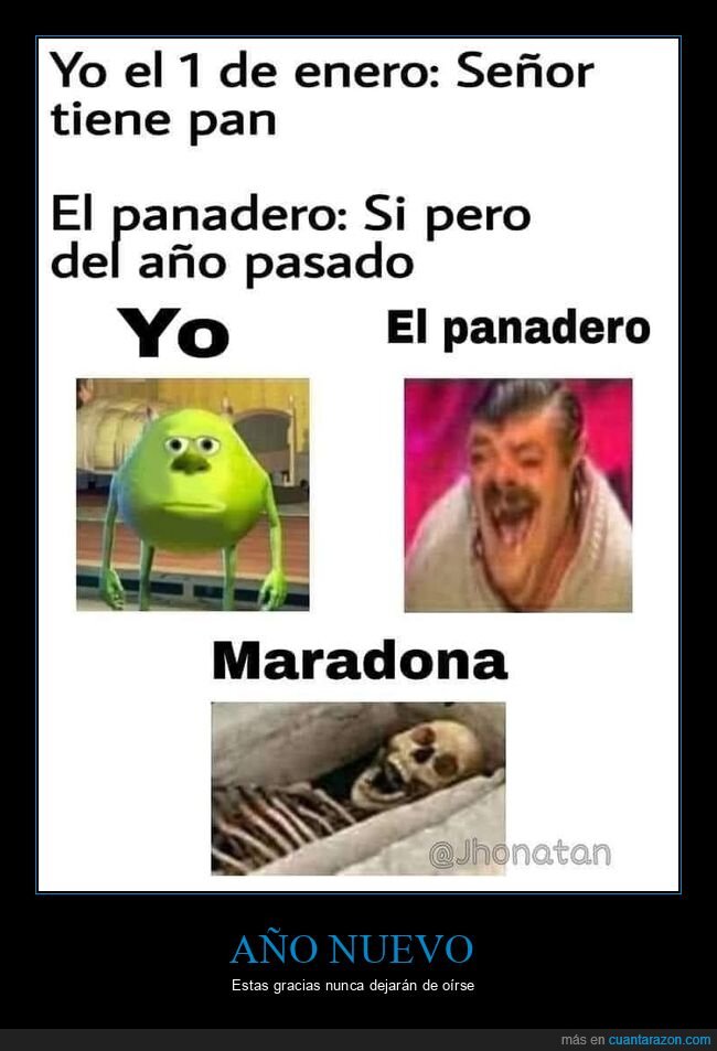 1 de enero,año pasado,maradona,pan,panadero