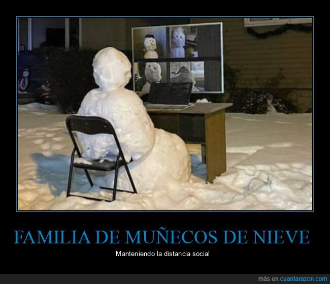 muñecos de nieve,familia,distancia social