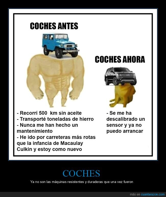 ahora,antes,coches,doge y cheems