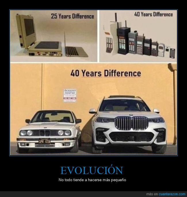 coches,ordenadores,móviles,evolución,tamaño