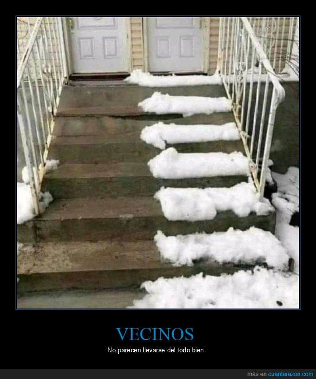 vecinos,escaleras,nieve