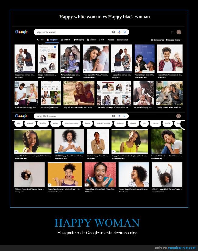 google,mujer,blanca,negra,feliz,wtf