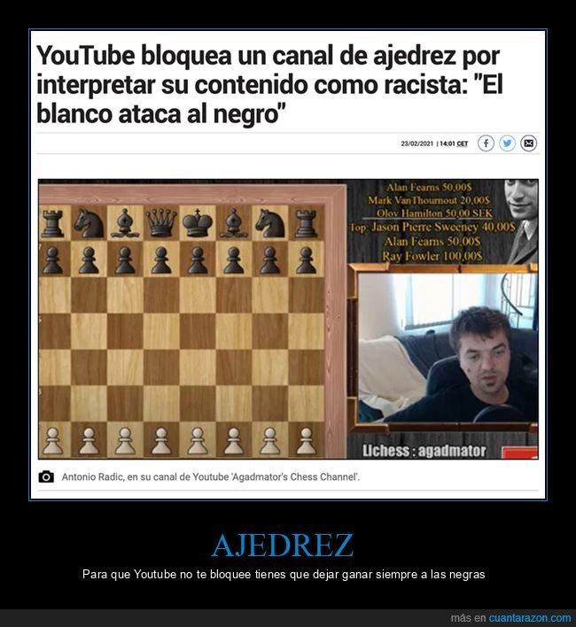ajedrez,aportes,bloqueo,racismo,wtf,youtube