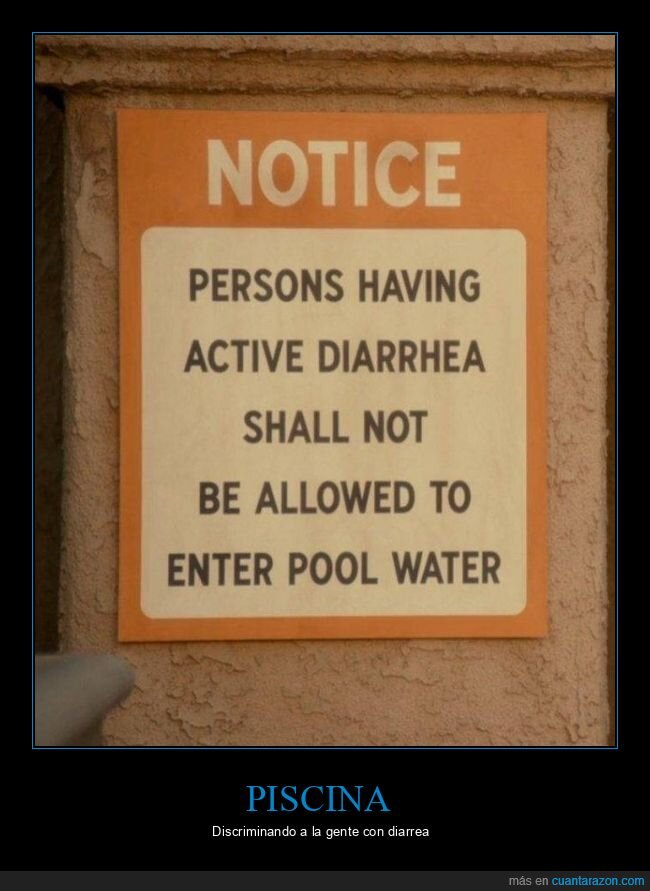cartel,piscina,diarrea