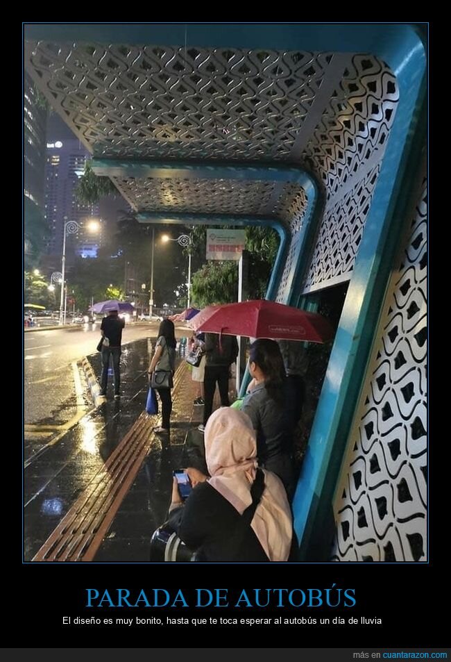 parada de autobús,diseño,lluvia,fails