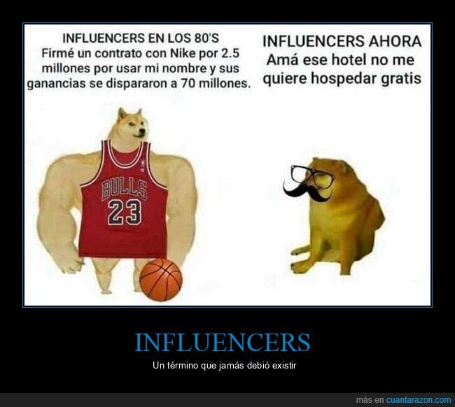 ahora,antes,doge y cheems,influencers