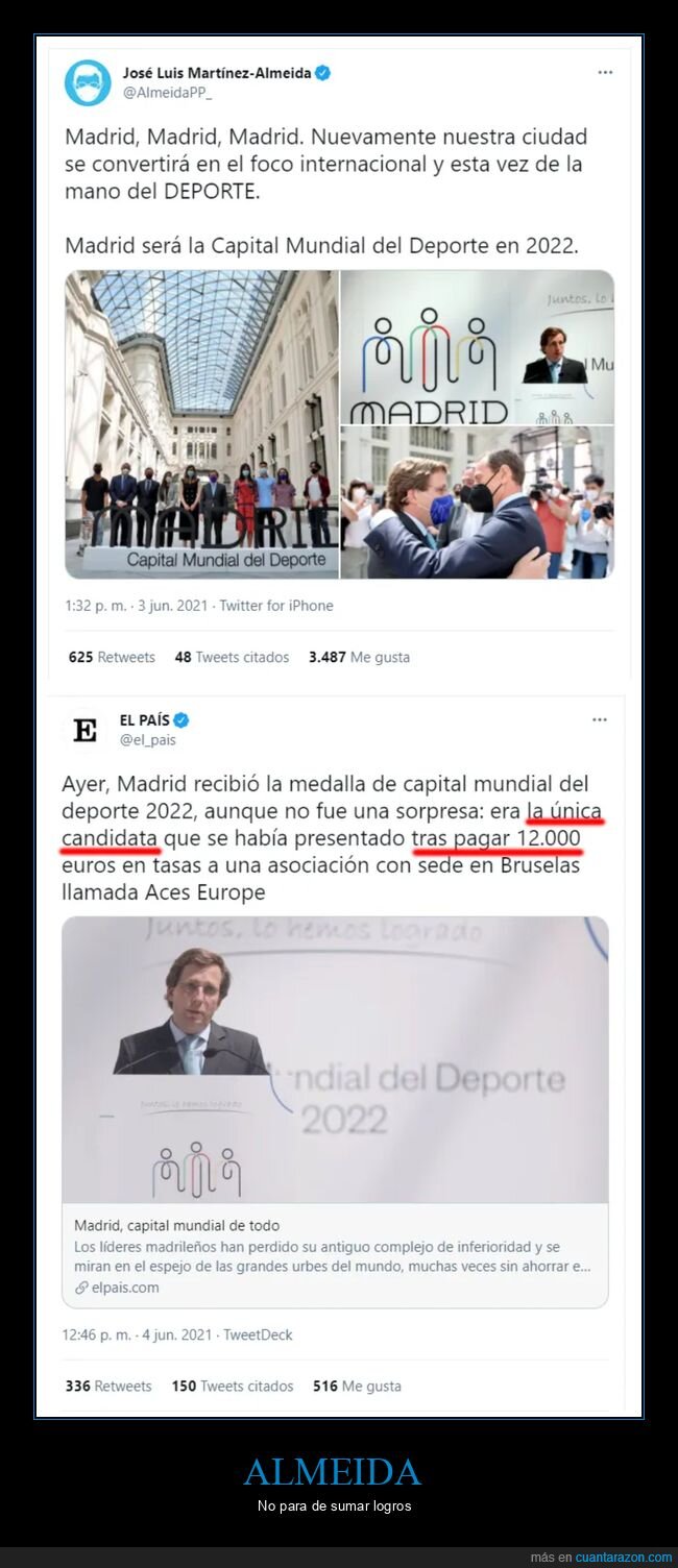 almeida,capital mundial del deporte,madrid,políticos,única candidata