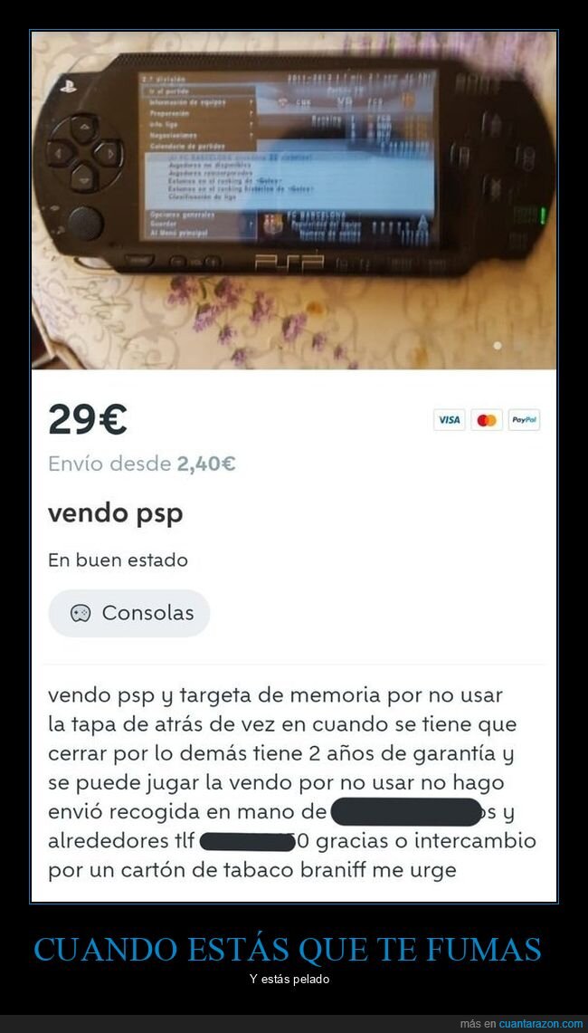 psp,tabaco,wallapop