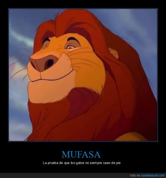 mufasa,el rey león,caer de pie