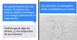 Enlace a Un cliente irrespetuoso pidió a esta artista una pintura detallada por 2,60€, y ella respondió con un dibujo de ese valor exacto