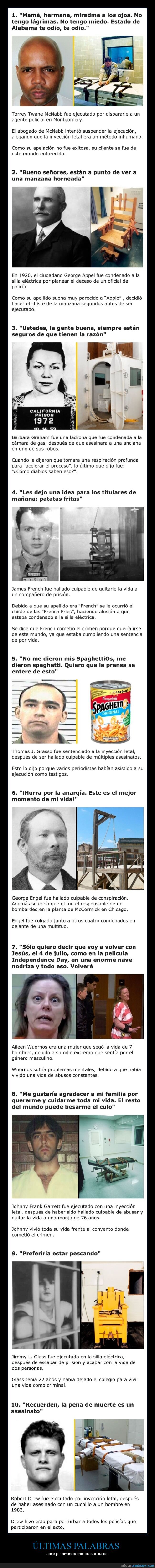 últimas palabras,ejecuciones,criminales